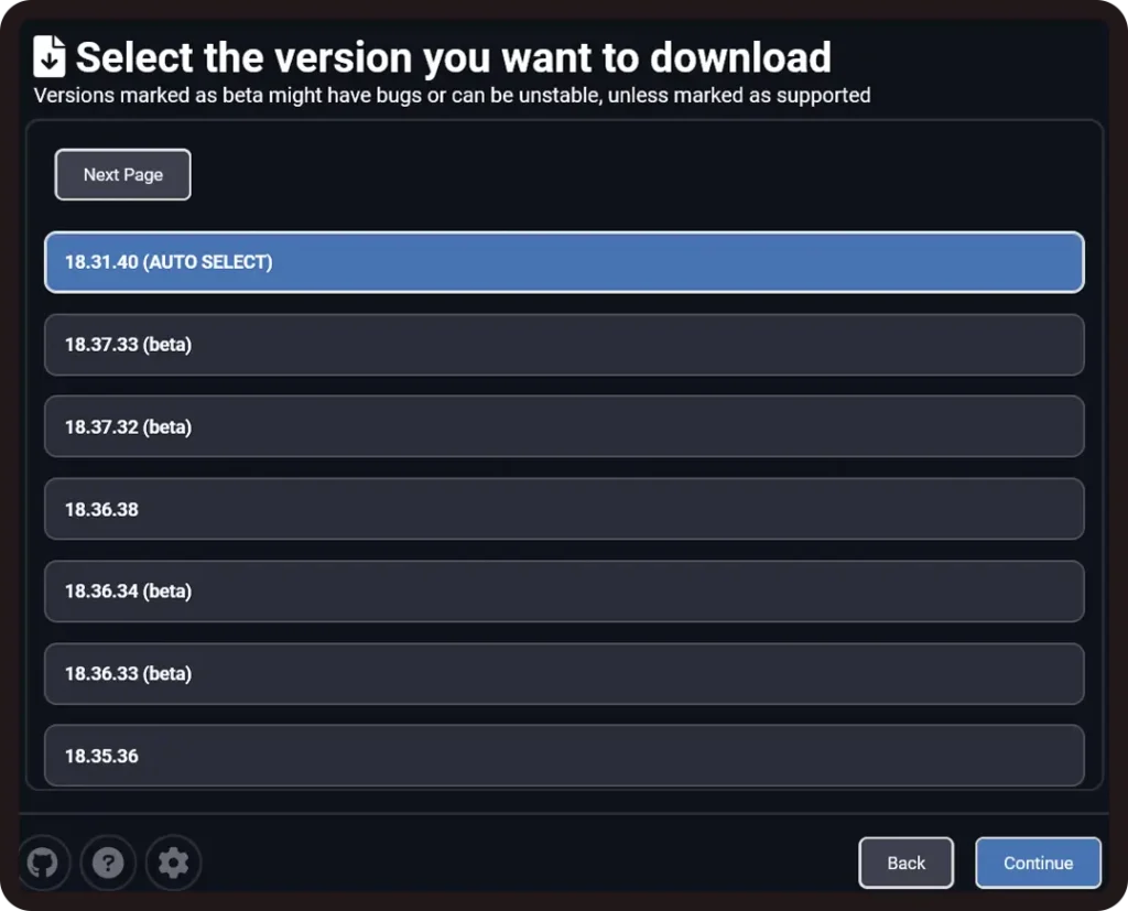 Select-the-app-version-to-download